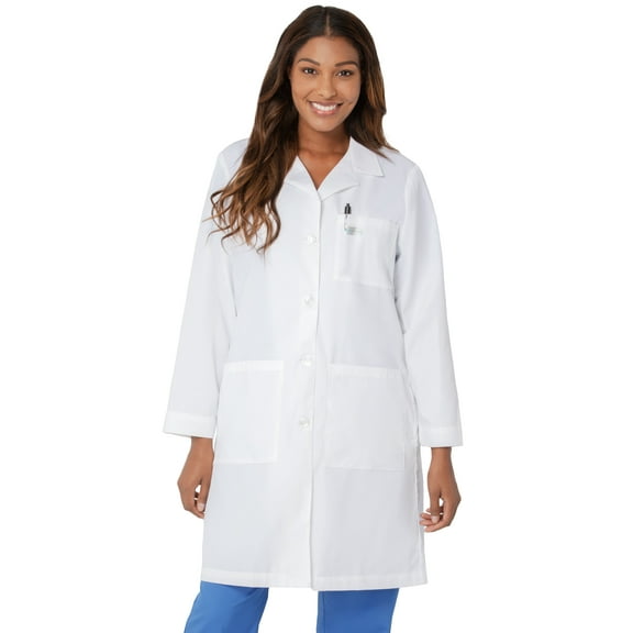 Landau Relaxed Fit 3-Pocket 4-Button Full-Length Lab Coat for Women 3155