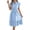 Light Blue, variant on Dresses for Women Midi Ruffle Short Sleeve Button Down A Line Shirt Dresses Stand Collar Belted Waist Solid Color Vacation Sundresses,Blue (S)
