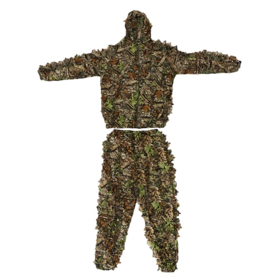 Leafy Hooded Stretchy Jacket Pants Set For Birdwatching Hiking