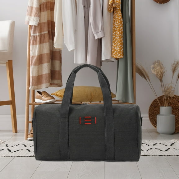 Hovmgk Large Capacity Canvas Duffel Bag, Heavy Duty Storage Bag for Quilts, Seasonal Clothes, Bedding, Reinforced Handles & Zipper, Ideal for Moving & Travel, Black/Green/Brown, 65x37x33cm