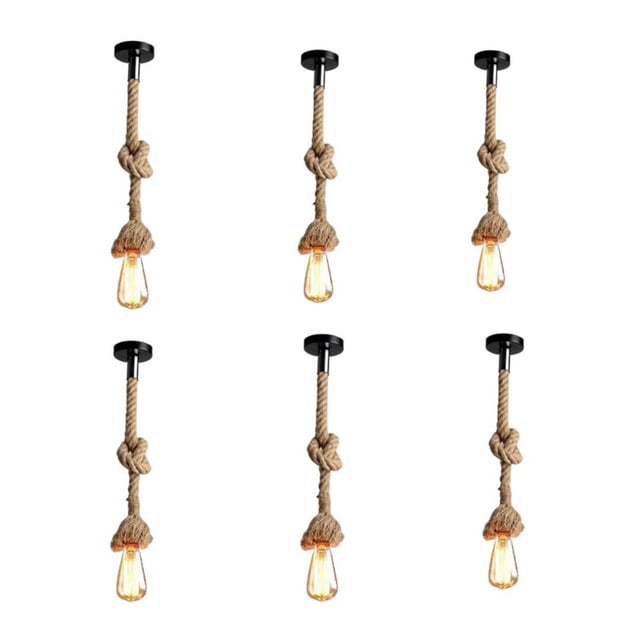 Lámpara colgante Soga Vintage Decoration, 6 lámparas, 6 x 27, 100 cm, cabina