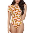 thumbnail image 1 of Balery Hot Dog In Heart Body de cuello redondo de manga corta para mujer Tops de manga corta Tops básicos-Medium, 1 of 7