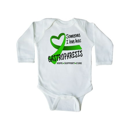 

Inktastic Someone I Love Has Gastroparesis- green ribbon Gift Baby Boy or Baby Girl Long Sleeve Bodysuit