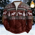 thumbnail image 2 of Men's Christmas Quarter Zip Pullover Hoodless Sweatshirt Long Sleeve Crewneck Thermal Lined Winter Warm Top, 2 of 5