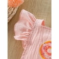 thumbnail image 5 of Baby Girl Birthday Romper Cute Ruffle Sleeveless Doughnut Letter Print Bodysuit Newborn Playsuit, 5 of 10