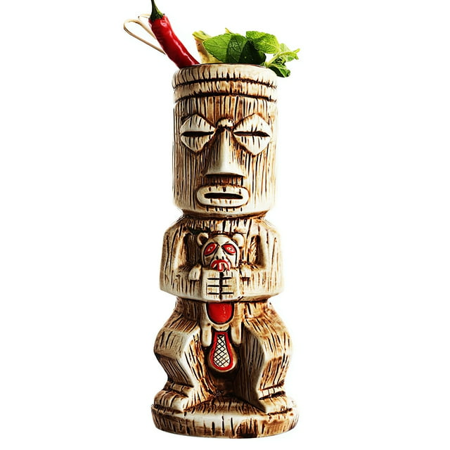 Taza De Cerámica Tiki Collection-Samif Funny Cocktail Drink Cup Porcelana Beer Wine Glass Mug Cup Para El Hogar Fiestas Bares Restaurantes 480Ml / 16.9Oz Vogacara HA018597-00