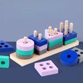 thumbnail image 2 of Mini juguete Montessori de madera, bloques de construcción, juguetes educativos, macarrones, colores, formas, combinaciones, rompecabezas, juguetes para niños y niñas, 2 of 5