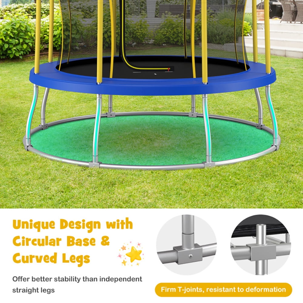GVN Trampoline, Outdoor Recreational Trampolines,10 Feet Unique Flower Shape Trampoline with Galvanized Steel Frame-Yellow