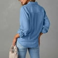 thumbnail image 6 of Comdrip Denim Button Down Shirt Women, Women's Autumn Solid Color Casual Collar Single Breasted Long Sleeve Denim Shirt Jean Shirts for Women Denim Light Blue 2XL, 6 of 6