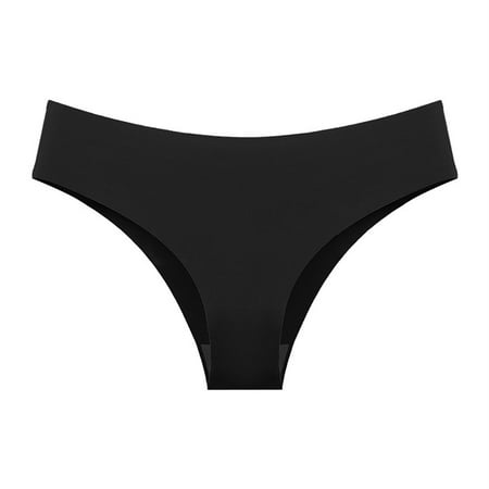 Mifelio Thongs for Women European and American Women s Briefs Female Non Pants Female Ice Silk Buttocks Lady Thong Panties for Women  Womens Underwear Black XXL