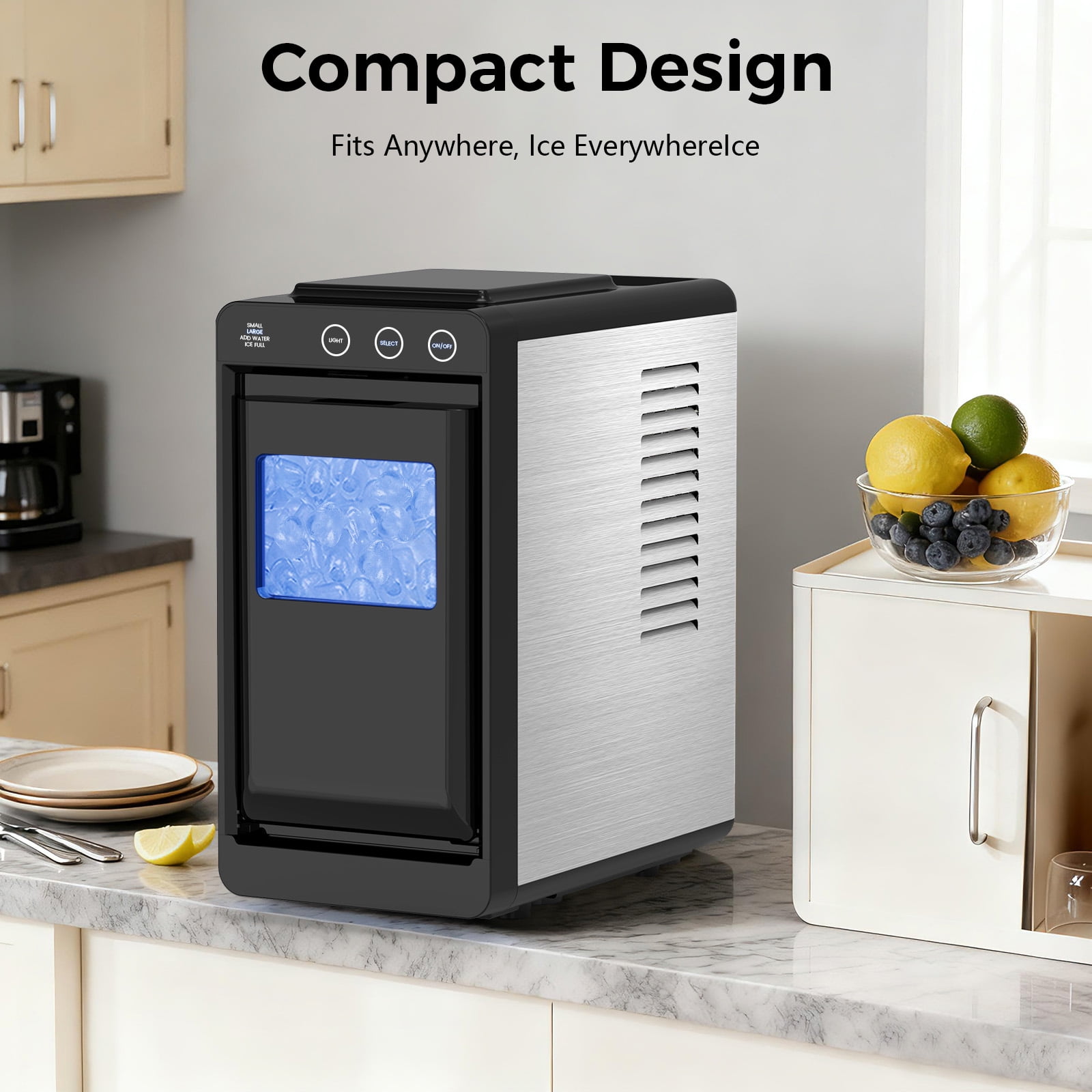 KNDKO Ice Maker, 26lbs in 24Hrs, 8 Cubes in 6 Mins, 0.8L Tank & 1.1lb Storage, Auto Clean with Basket & Scoop, Portable for Home/Kitchen/Camping/RV