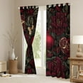 thumbnail image 3 of Homewish Pomegranate Flower Curtains Pack of 2 (42x84 Each),Boho Style Moth Curtains Blackout,Red Green Bedroom Curtains For Girls,Microfiber Bedroom Decor, 3 of 6