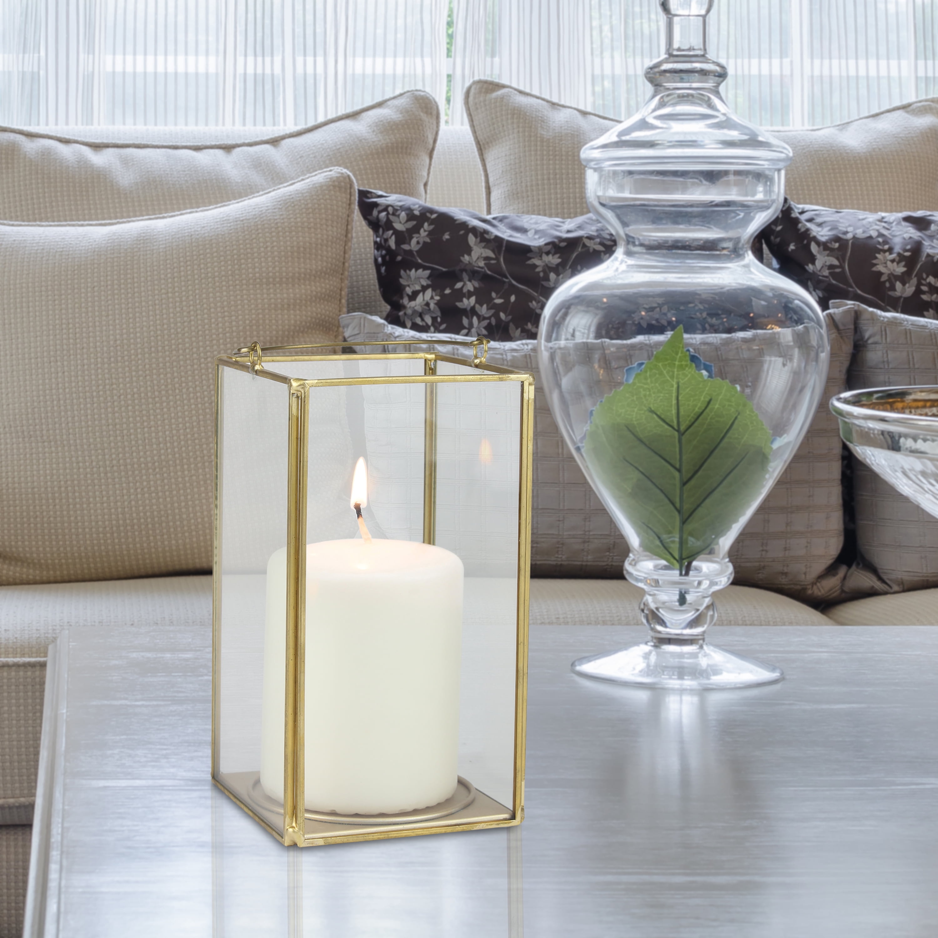 Better Homes & Gardens Medium Decorative Gold Metal Lantern, Candle Holder