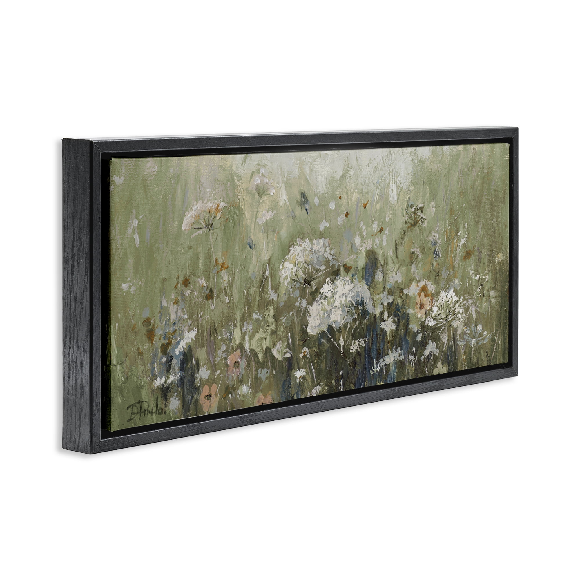 Stupell Industries Mistful Summer Meadow Scene Black Framed Floater Canvas Wall Art, design by Patricia Pinto