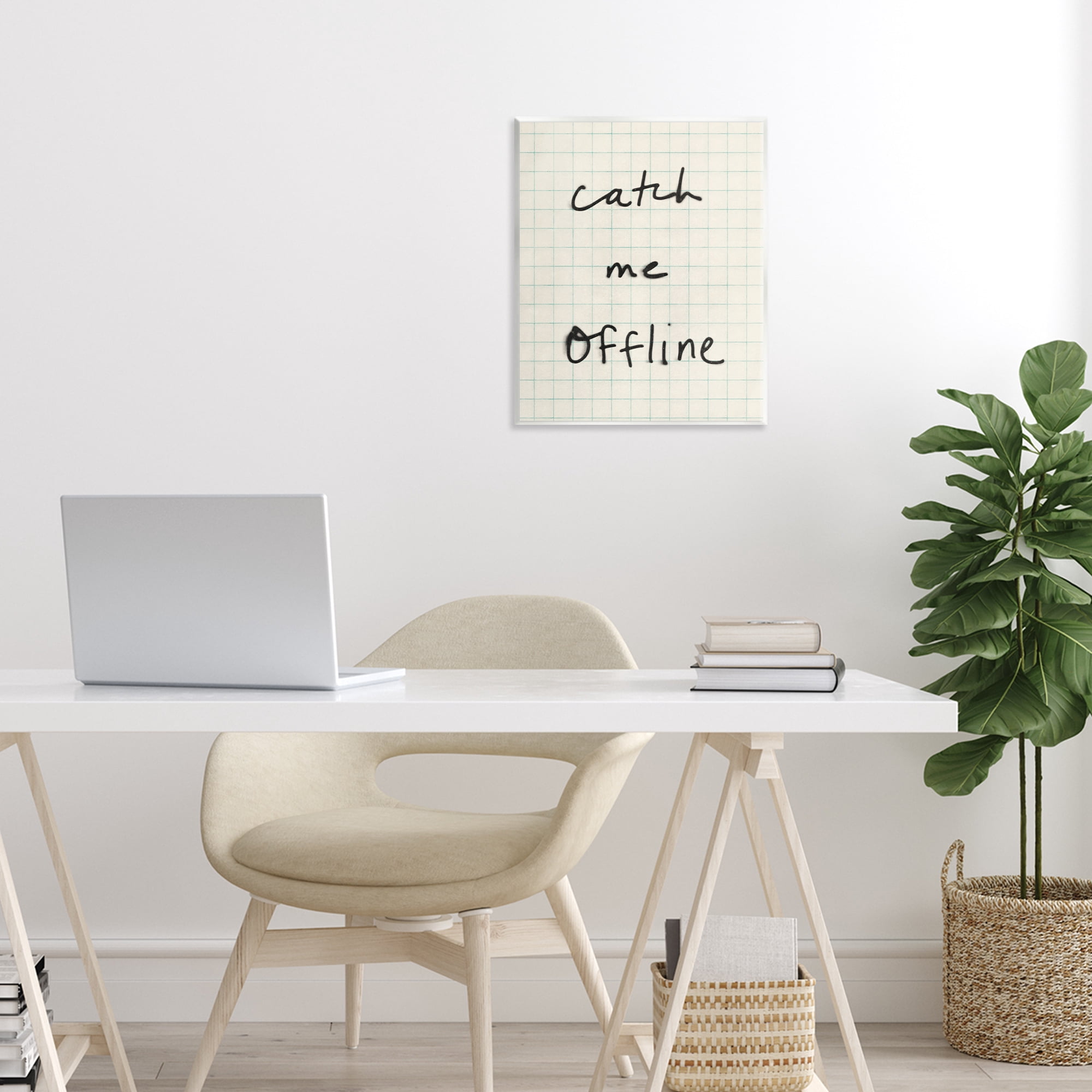 Stupell Industries Catch Me Offline Scrawl Wall Plaque Art, design by Victoria Barnes
