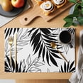 thumbnail image 2 of Black Leaves Placemats Set of 8, Abstract Modern Geometric Lines Simple Art Placemats for Dining Table, Place Mats for Kitchen Tabletop, Waterproof Wipeable Dining Table Mats Set, 2 of 9