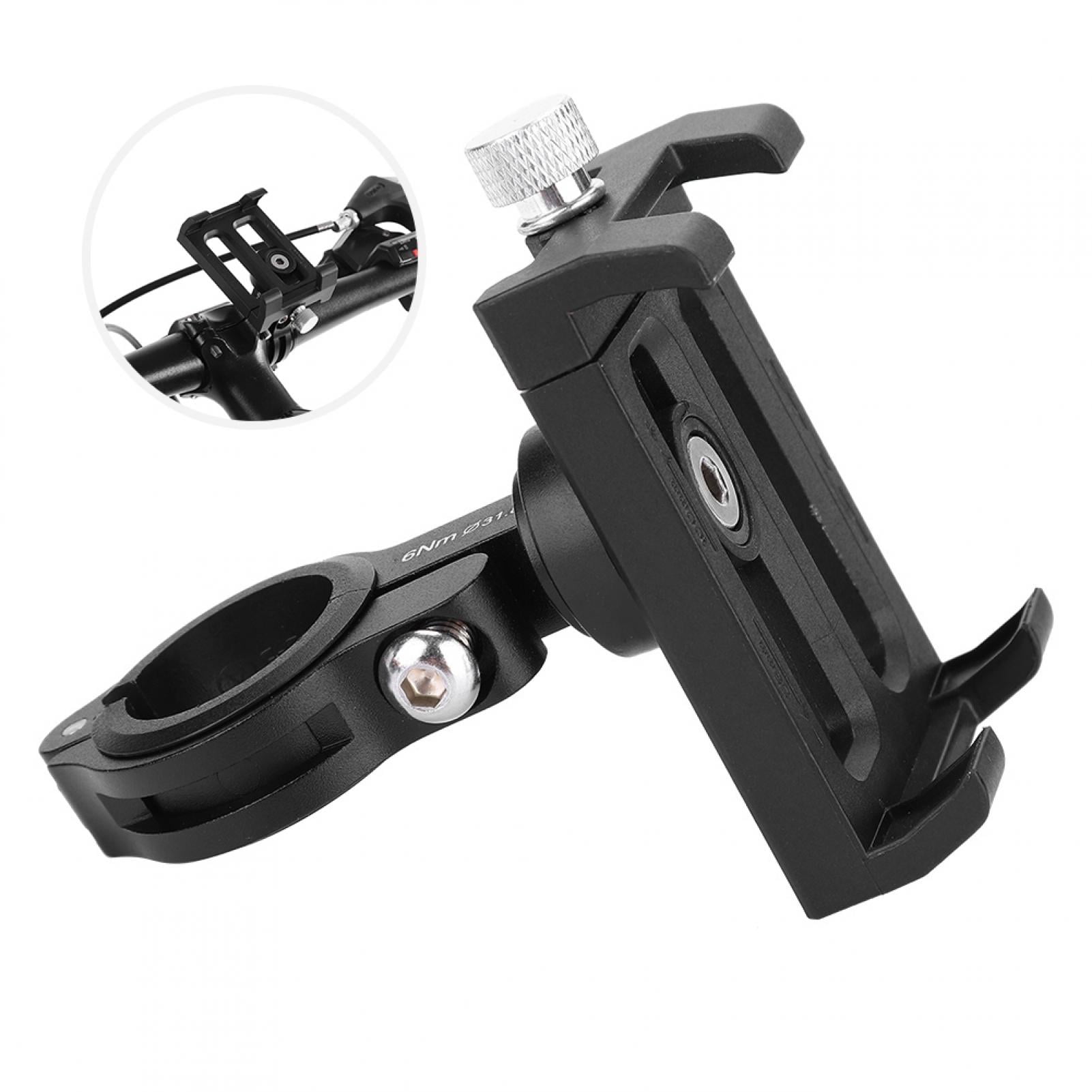 Handlebar Phone Holder, Black Aluminum Alloy 360 Degree Rotation Phone