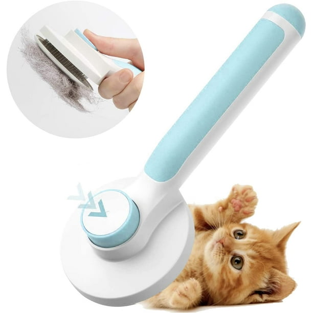 Cepillo de aseo para mascotas para gatos y perros, pelo largo y corto, cerdas de acero inoxidable, cepillo de limpieza rápida para eliminar nudos y subpelo muerto.