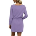 thumbnail image 4 of Dresses for Women 2025 Casual Long Sleeve Dress Trendy Fall Fashion Cozy Travel Outfits Purple M, 4 of 4