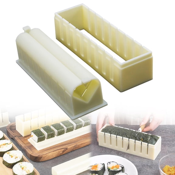 Sushi Making Kit for Beginners with Molds & Roller DIY Sushi and Onigiri Tool Set, Includes Rice Press Shapes, Spreader, Cutter for Home Use, 1 Set, 7.87x2.76x2.36"