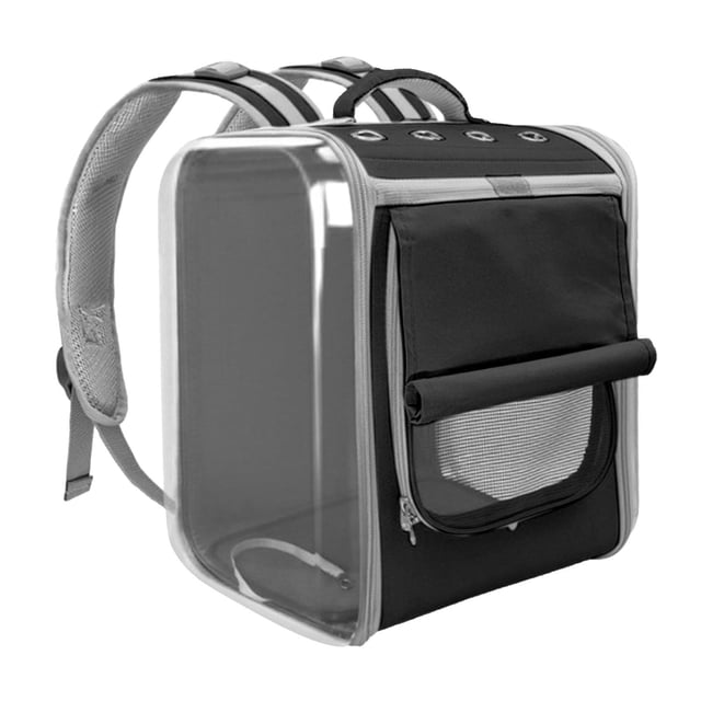 Estuche portador Zulema Mochila para mascotas ventana transparente Negro 36 cm x 30 cm x 40 cm