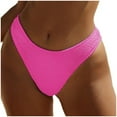 thumbnail image 1 of Bikini Bottom for Women Ribbed High Cut Mid Waist Brief String Summer Beach Cheeky Bathing Suit Bottom, 1 of 8