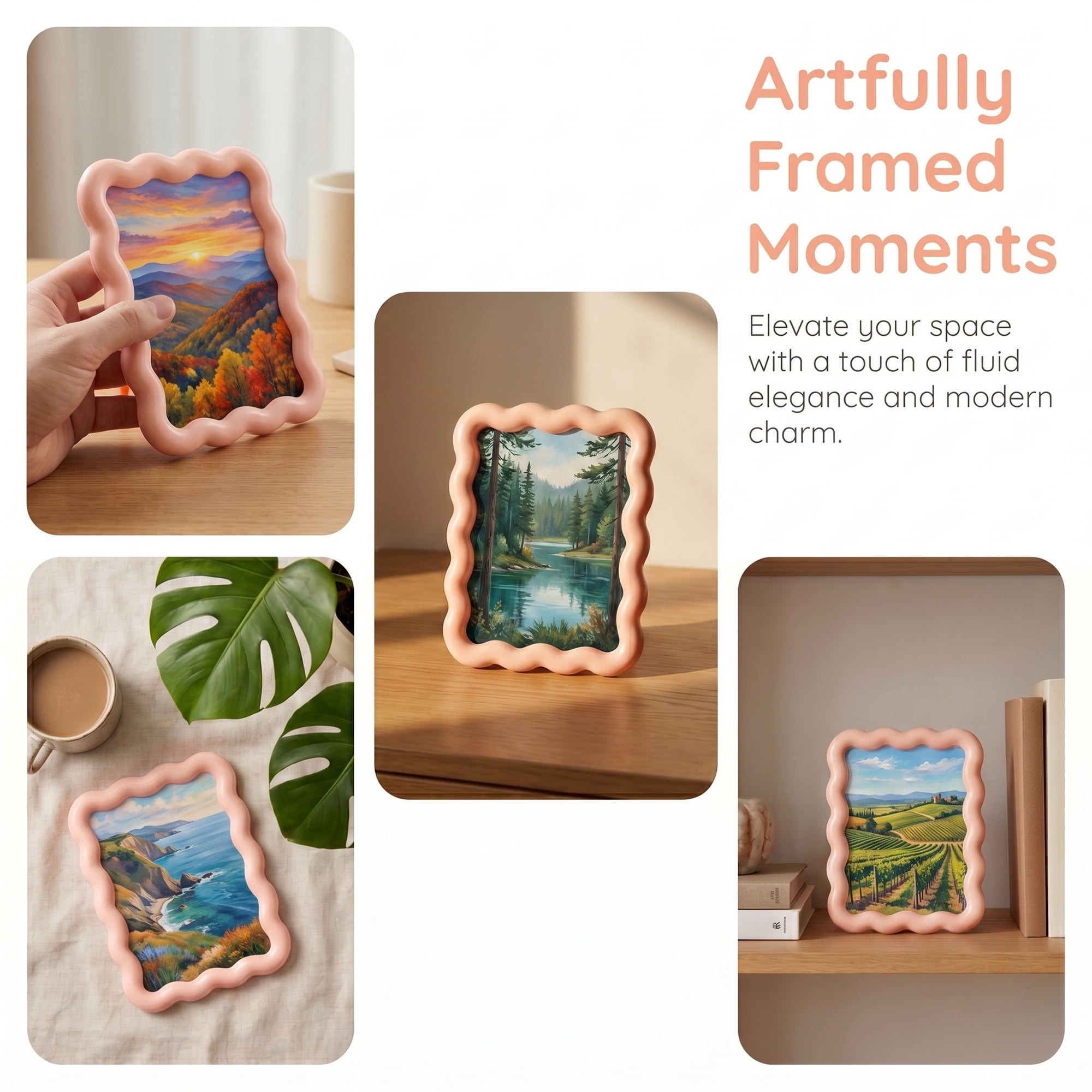 Unique Bargains Photo Frame with HD Glass for Aesthetic Desk Display Pink 4" x 6"