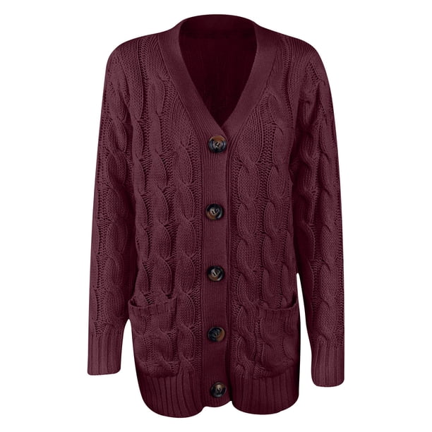 Chaquetas y abrigos casuales con capucha sin mangas para mujer, cárdigans de punto de color liso, suéteres holgados de manga larga con bolsillos y botones, abrigo, blusa de poliéster para mujer