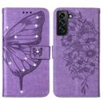 thumbnail image 2 of SaniMore Case for Samsung Galaxy S23 (6.1" 2023), PU Leather Luxury Embossed Butterfly Glitter Diamond [Wrist Strap & Card Slots & Flip Kickstand] Full-body Shockproof Wallet Cover For S23,Lightpurple, 2 of 3