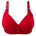 thumbnail image 2 of YWDJ Plus Size Strapless Bras for Women Back Closures Bras No Underwire Bras Adjustable Straps Full Coverage Push up Wrap Bras Padded Plus Size Comfort Wide Strap Bras Striped Bras Clothes Red XL, 2 of 4