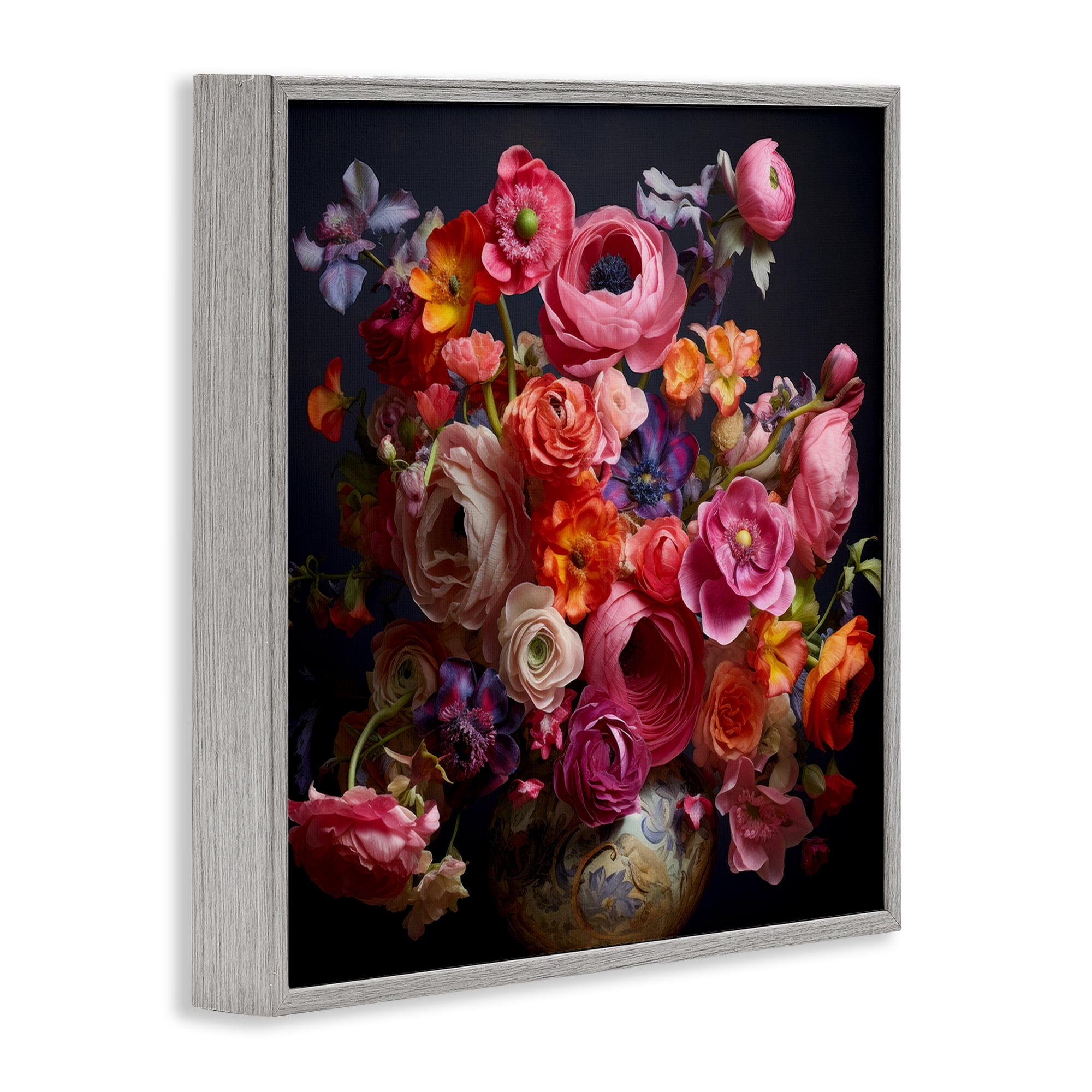 Stupell Industries Harmonious Composition of Florals Gray Framed Giclee Art, design by Lazar Studio