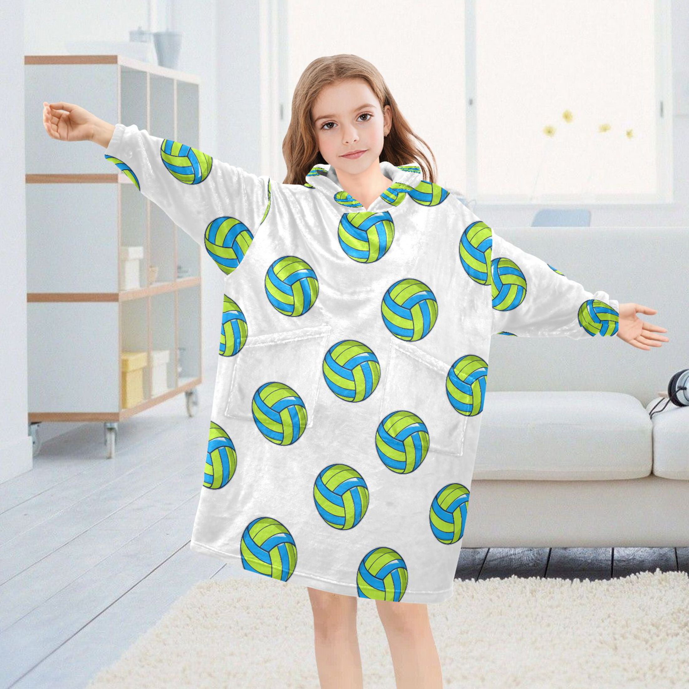 joogoo Wearable Blanket Volleyball Green Hoodie for Oversized Sherpa Hooded 3-14 YR M