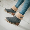 thumbnail image 5 of KAQ Women Cute Warm Short Boots Women's Winter Snow Fleece Suede Chunky Mid Heel Round Toe Ankle Booties Chunky Boots, 5 of 16