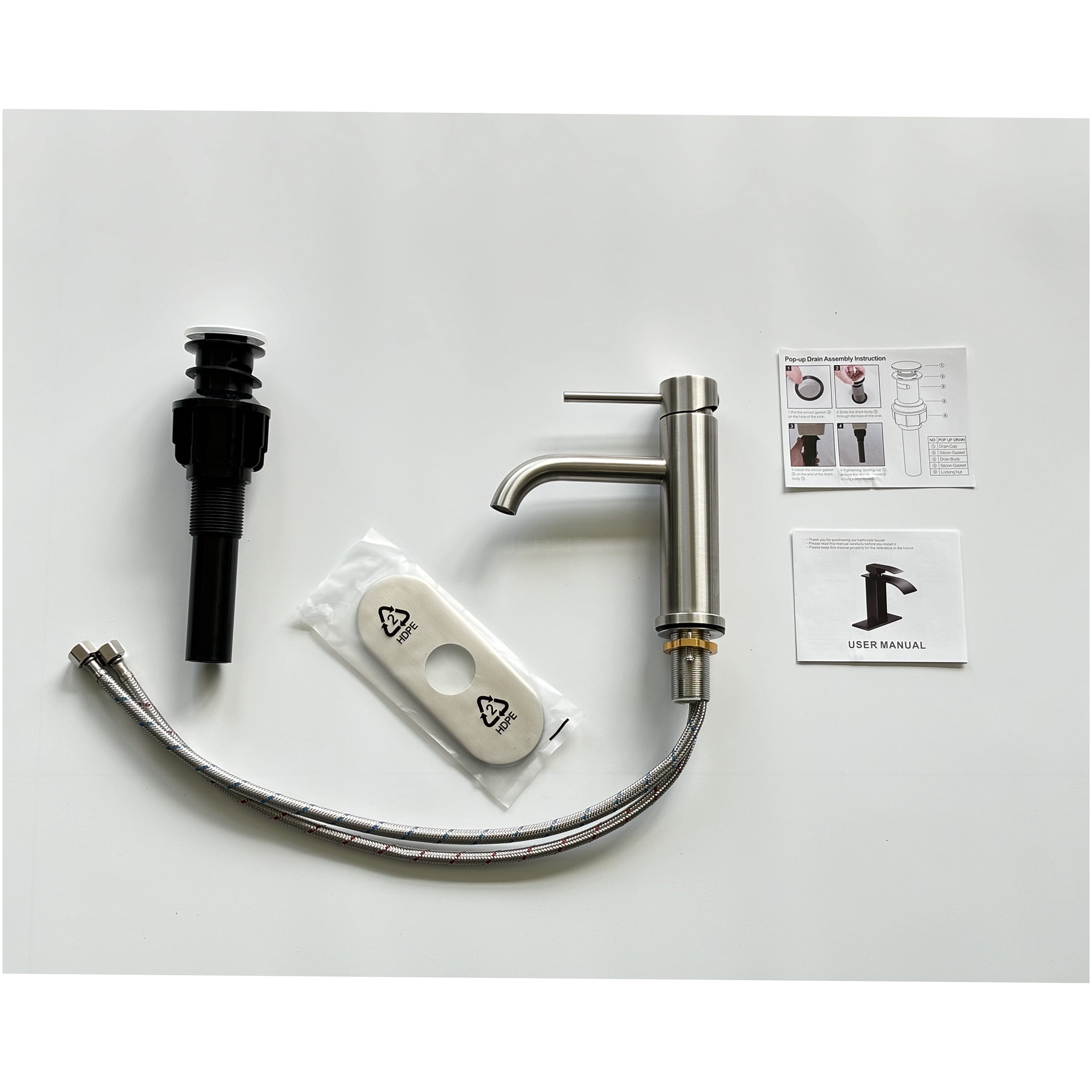 JERFIT Single Handle Bathroom Sink Faucet, Brushed Nickel, 1-Hole Vessel Vanity Lavatory Faucet with WaterSense Certified Ceramic Cartridge, Anti-Corrosion Stainless Steel