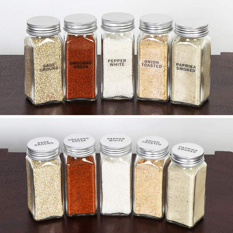 DIMBRAH 4oz 24Pcs,Glass Spices Container Set with White Printed