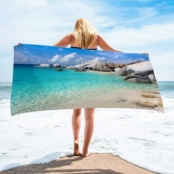 Tupukom Oversized Microfiber Beach Towels 29.5"x59" Machine Washable & Fade-Resistant Quick Dry Beach Mats for Travel Towels Vacation Essentials Lounge Cover Gift