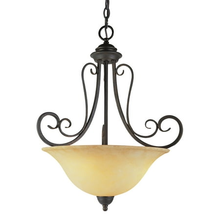 - Bel Air Adjoa Double Scroll 3 Light Pendant - 23.5H in. Antique Bronze