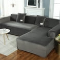 thumbnail image 2 of TOPCHANCES L Shape Couch Covers, Soft Velvet Sectional Sofa Cover, Stretch Furniture Protector Couch Slipcover for L Shape(2 Seater+2  Seater), Dark Grey, 2 of 12