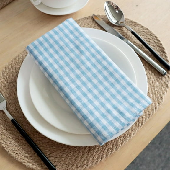 XmhyTop 4pcs Checkered Cloth Napkins 17x17 inch Washable Reusable Cloth Napkins Napkins Cloth for Wedding Party Dining Banquet-Blue