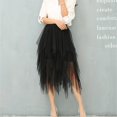 thumbnail image 2 of Femmes Tulle Jupe Taille Élastique Maille Long Paragraphe Jupe Robe, 2 of 3