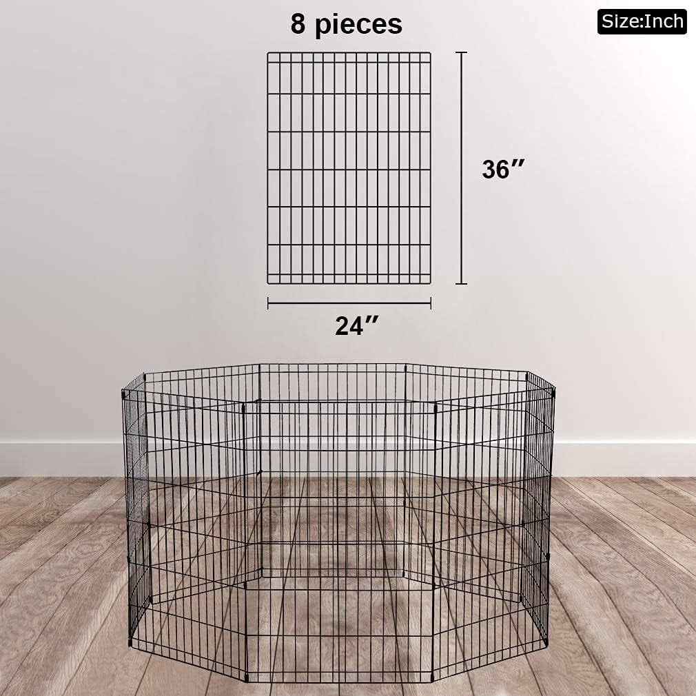 YRLLENSDAN 36in Foldable Dog Playpen Indoor/Outdoor, Pet Fence Indoor Pet Playpen Portable Dog Pen Dog Enclosure Dog Pen for Medium Dogs, Black