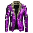 thumbnail image 4 of Herrnalise Men's Autumn And Winter Fashion Personality Sequins Casual Suit Jacket Purple, 4 of 4