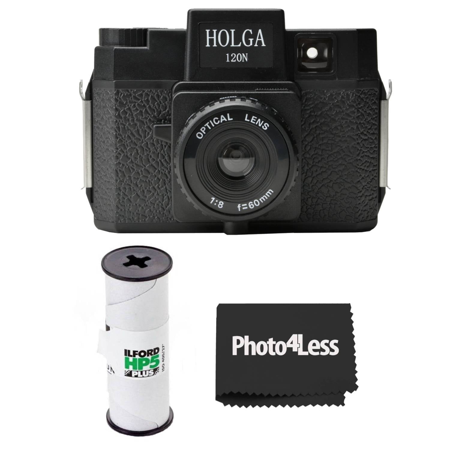 Holga 120N Medium Format Film Camera with Hotshoe, Black Ilford HP5 Plus Black and White