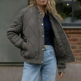 thumbnail image 2 of Wensltd Long Sleeve Padded Jacket for Women Casual Loose No Hood Jacket Zipper Pocket Comfy Style Multiple Color, 2 of 9