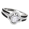 thumbnail image 3 of Diamond Halo Engagement Rings For Women 0.75 Carat Natural White Diamond & Side White-Black Diamond Split Shank Prong-Set Wedding Anniversary Ring For Women In 14K White Rose Yellow Gold, 3 of 5