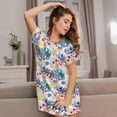 thumbnail image 3 of Fotbe Colorful Chameleons Bata de Dormir para Mujer con Estampado, Camisón de Algodón de Manga Corta, Ropa de Dormir Casual, 3 of 6