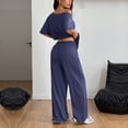 thumbnail image 6 of Plus Size Two Piece of Outfits for Womens Round-Neck Short Sleeve And Long Pants Casual 2PC Sets, 6 of 6