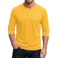 thumbnail image 1 of Men Casual Fashion Stand Collar Solid Pullover Button 3/4 Sleeve Shirt Blouse, 1 of 5