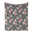 thumbnail image 1 of Shabby Flora Soft Flannel Fleece Throw Blanket, Vintage Style Vibrant Roses Leaves Bush Buds Stems Rural Area Classical, Cozy Plush for Indoor and Outdoor Use, 50" x 60", Multicolor, by Ambesonne, 1 of 6