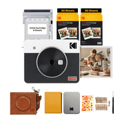 KODAK Mini Shot 3 Retro 4PASS 2-in-1 Instant Camera and Photo Printer (3x3 Inches) + 68 Sheets Gift Bundle, White